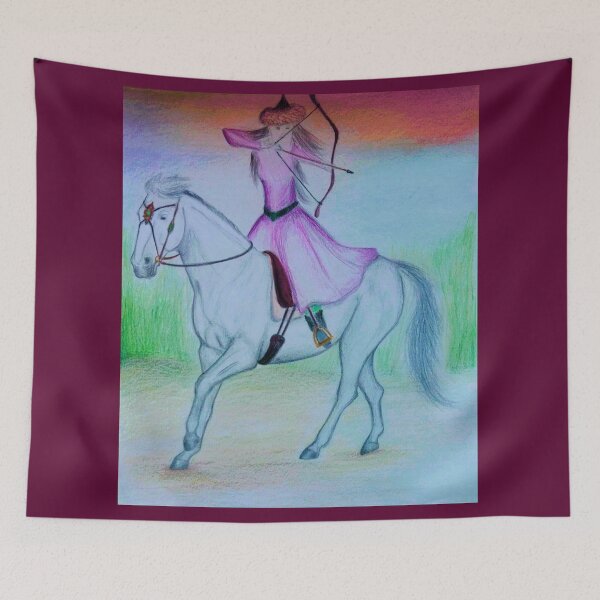 Item preview, Horse archer coloured pencil drawing designed and sold by horseaddicted.