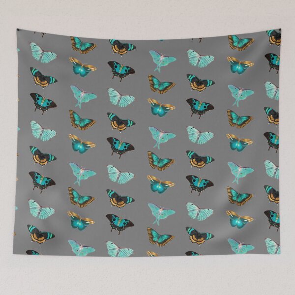 Item preview, Blue & Turquois Butterflies Animal Zoological Butterfly Illustrations  designed and sold by No AI Classic Vintage Art.