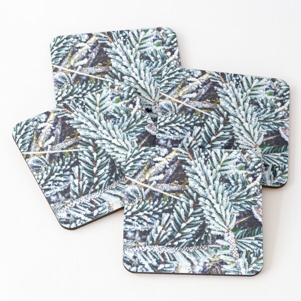 Item preview, White frost on green pine branches designed and sold by Michael Brewer.