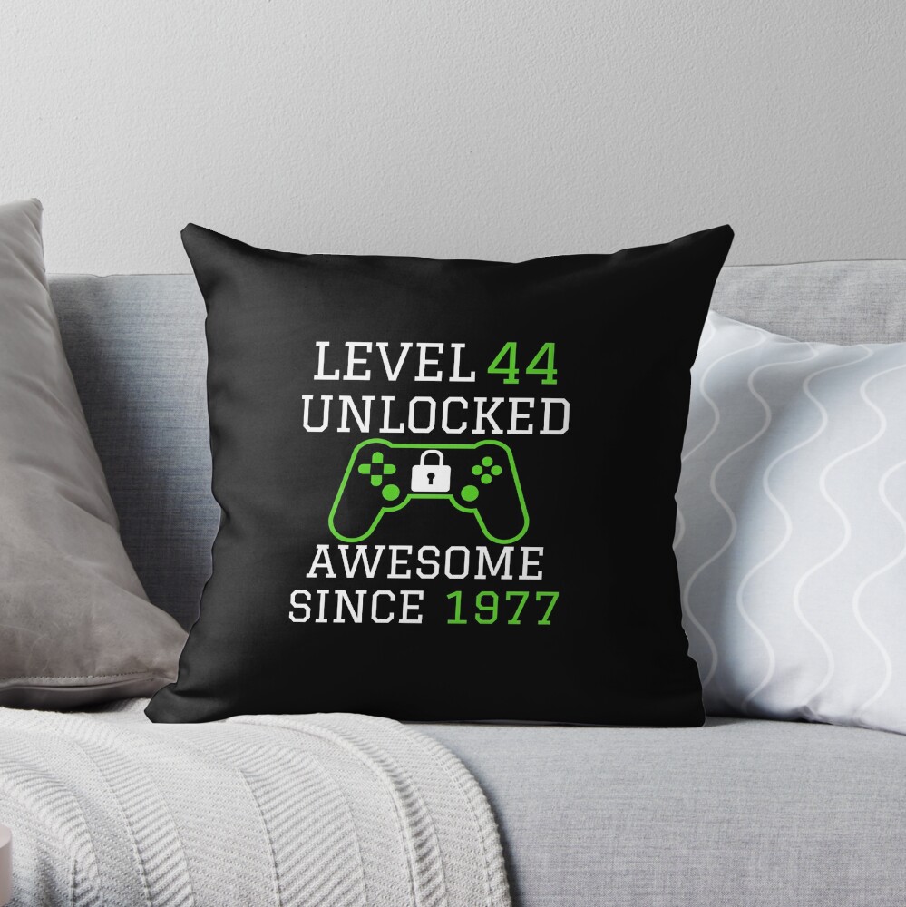 Sale Cheap Level 44 Unlocked Awesome Since 1977 Gift For Gamer Birthday Party Throw Pillow by RACH STORE TP-TJIOTGEV