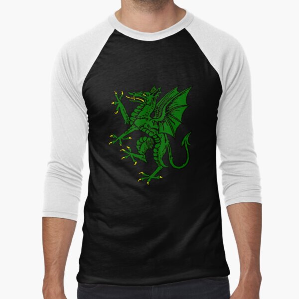 Green Heraldic Dragon Baseball ¾ Sleeve T-Shirt