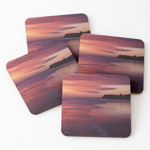 Item preview, Sandsend Sunrise, sky, waves, beach, pier and Whitby abbey designed and sold by Original-Art-UK.