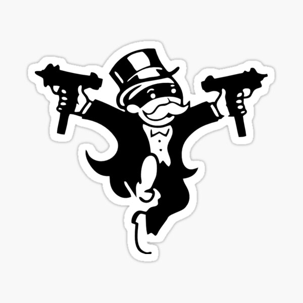 Monopoly Man With Uzi Sticker