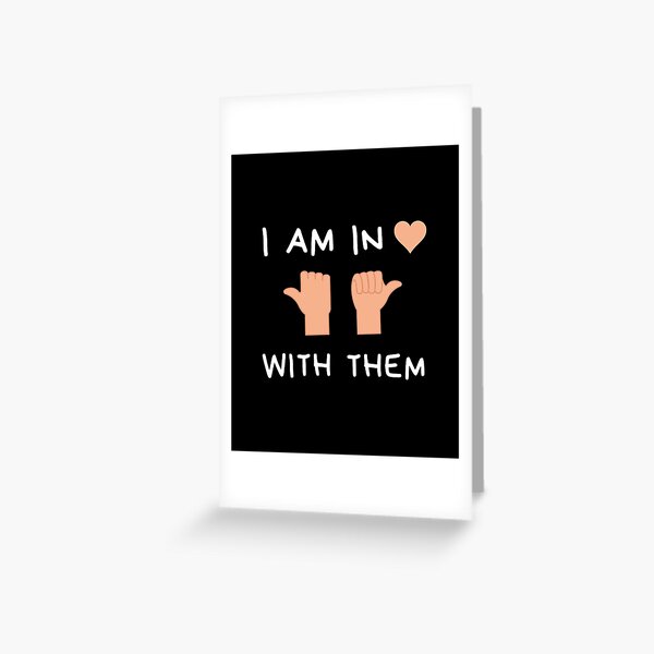 I'm in love with them, throuple middle spoon polyamory black Greeting Card