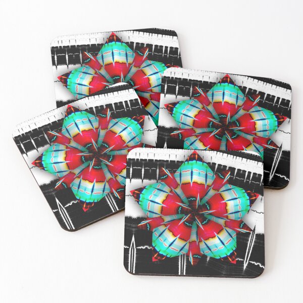Item preview, Red Turquoise Spectrum Pretty FiveFold Spike Flower designed and sold by Kay Patterson.