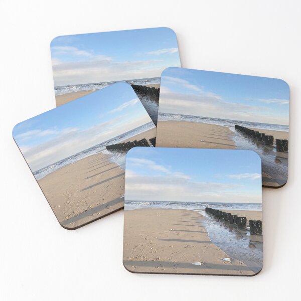 Item preview, Bridlington Beach long shadows in the sunshine  and surf on the horizon designed and sold by HiddenGemsPics.