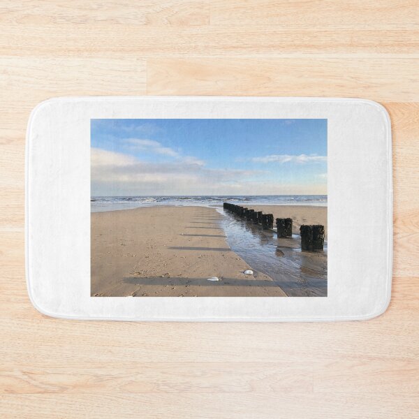 Item preview, Bridlington Beach long shadows in the sunshine  and surf on the horizon designed and sold by HiddenGemsPics.
