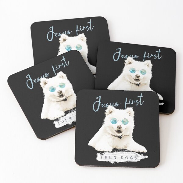 Item preview, Jesus First, Then Dogs - White fluffy Samoyed with Sunglasses. designed and sold by TheKingdomAttic.