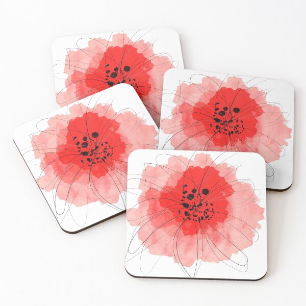 Item preview, Red Poppy Watercolor Ink Flower Design designed and sold by NancyMerkle.
