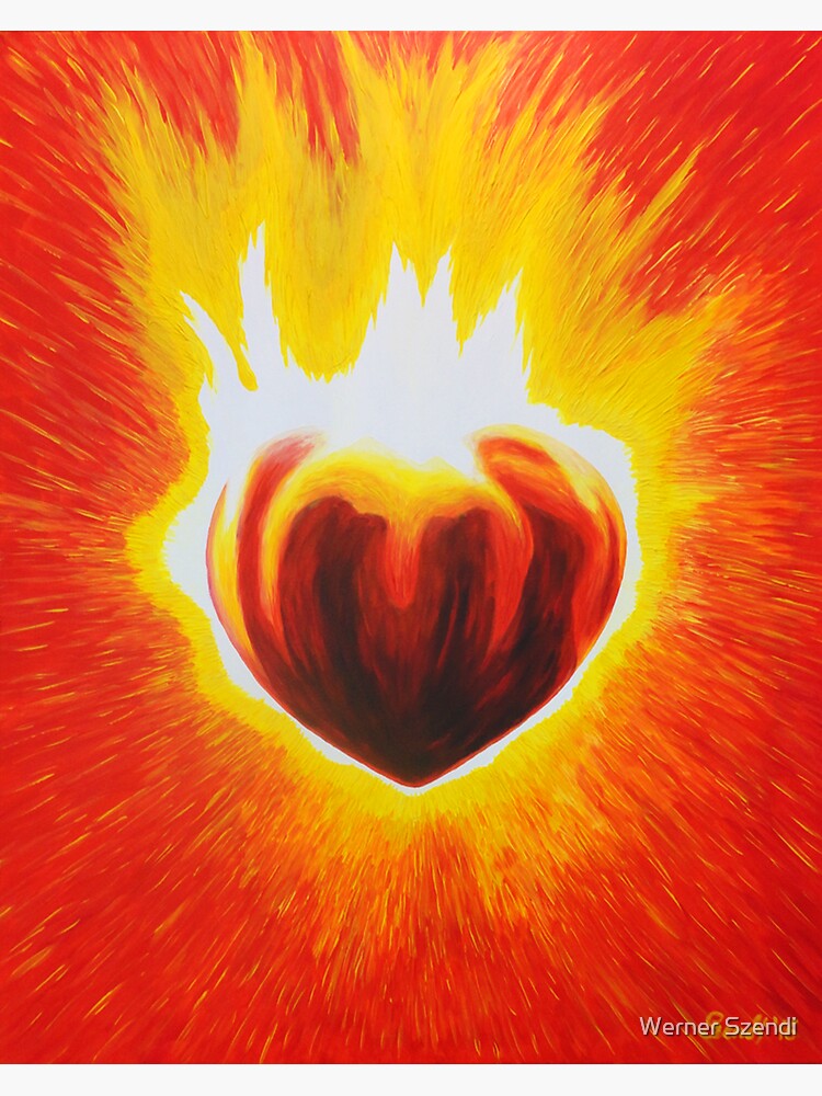 Thumbnail 3 of 3, Sticker, Flaming heart designed and sold by Werner Szendi.