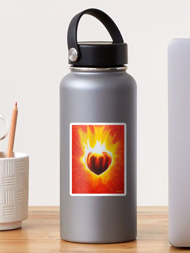 Thumbnail 1 of 3, Sticker, Flaming heart designed and sold by Werner Szendi.
