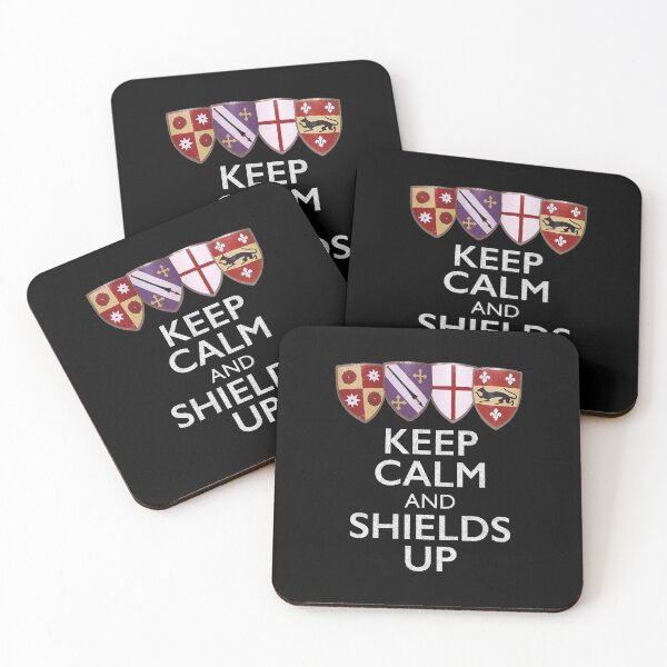 Item preview, KEEP CALM AND SHIELDS UP (light text/heater shields) designed and sold by ArtsArtyArt.