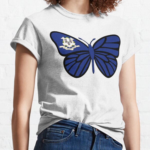 State of Connecticut Flag Butterfly Classic T-Shirt