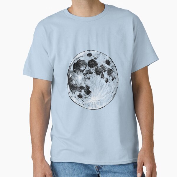 Full Moon Realistic Cross-Hatched Drawing Classic T-Shirt