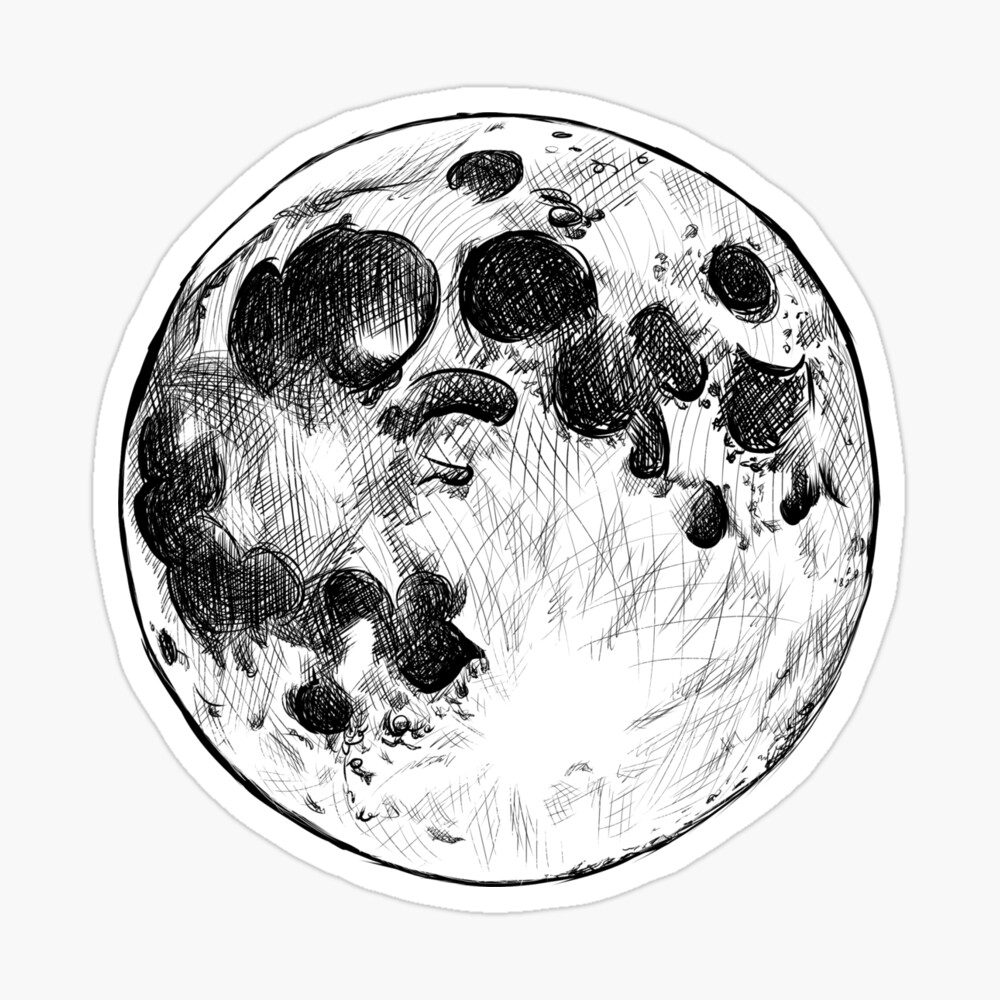 Realistic moon sketch, black and white graphic, vector illustrat Stock  Vector by ©littlepaw 275245998