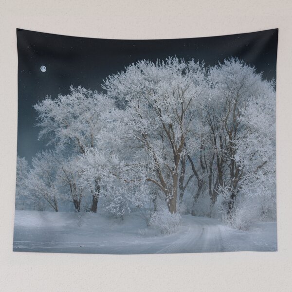Item preview, Midnight snow pines, pure white snow covered path winter landscape designed and sold by August-E.