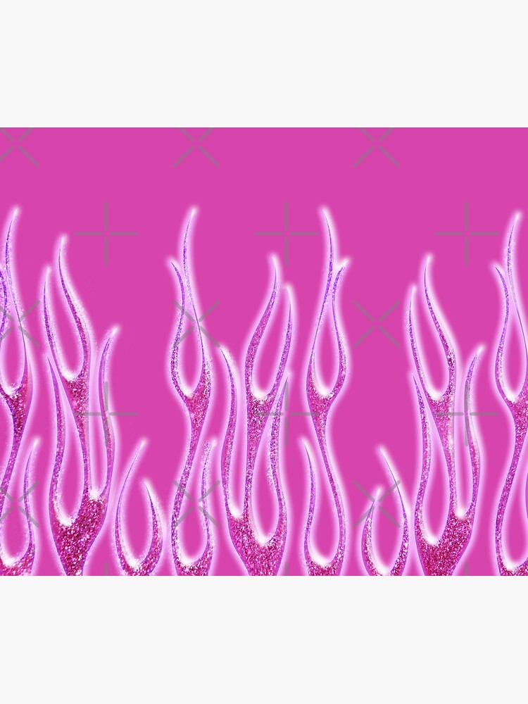 Pink Flame Retro Shower Curtains Y2K Aesthetic for Bathroom 90s