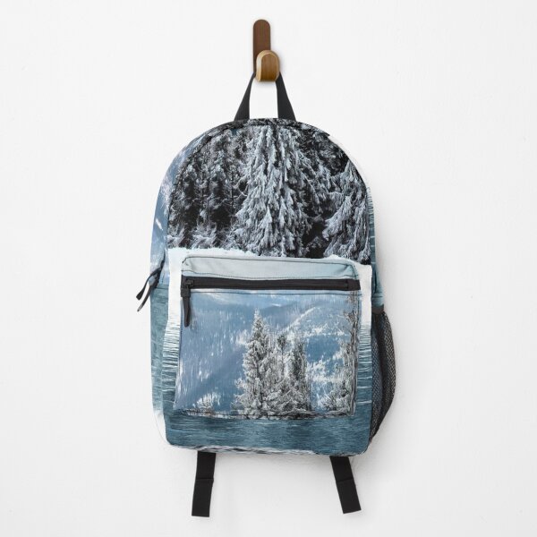 Item preview, Dreamland snow pine mountains, teal blue pure lake, white, winter landscape designed and sold by August-E.