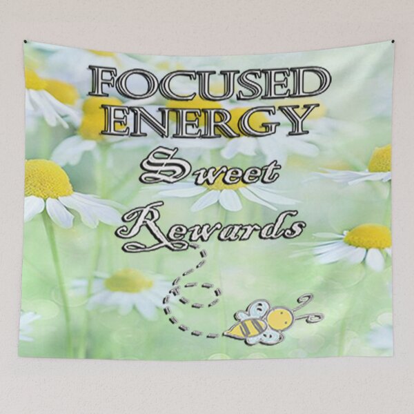 Item preview, Spring Daisy Flowers & Cute Bee, Inspirational Quote: Focused Energy Sweet Rewards, Gift of Positivity designed and sold by tamdevo1.