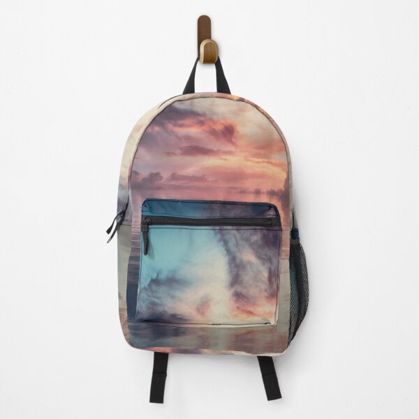 Artikelvorschau, Illusion visions, shaded clouds, dark sky, balloon, sunset by lake, orange, pink, peach, teal, turquoise entworfen und verkauft von August-E.