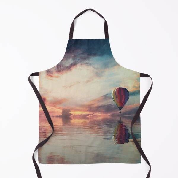 Artikelvorschau, Illusion visions, shaded clouds, dark sky, balloon, sunset by lake, orange, pink, peach, teal, turquoise entworfen und verkauft von August-E.