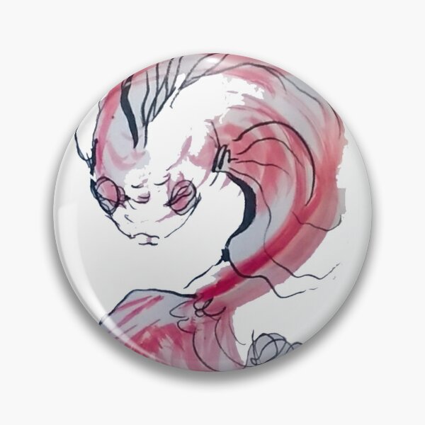 Item preview, zen carp  Koi sumie ink drawing red white and black by manuelunsui designed and sold by manuelunsui.