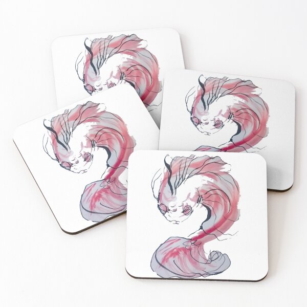 Item preview, zen carp  Koi sumie ink drawing red white and black by manuelunsui designed and sold by manuelunsui.