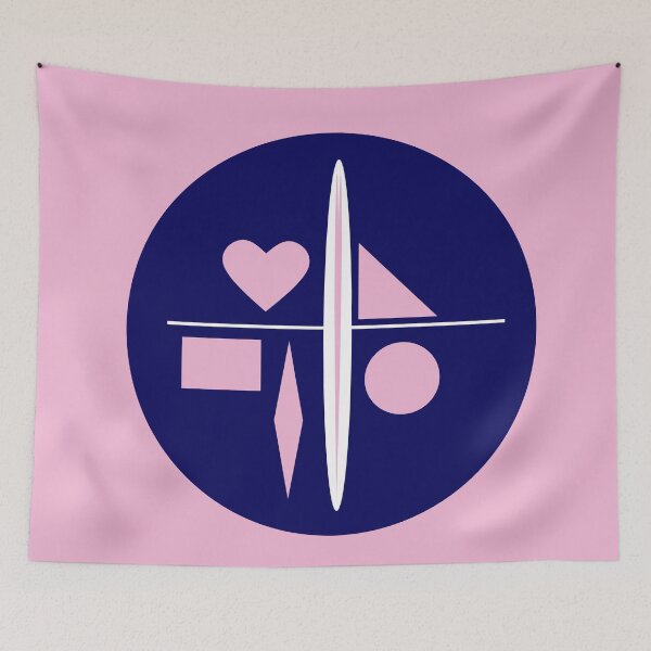 Item preview, Blue Pink and White Geometric Abstract 31 designed and sold by vortexatelier.