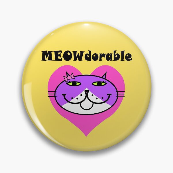 Item preview, MEOWdorable - PURRty Purple Kitty Face on a Pink Heart designed and sold by RawSunArt.