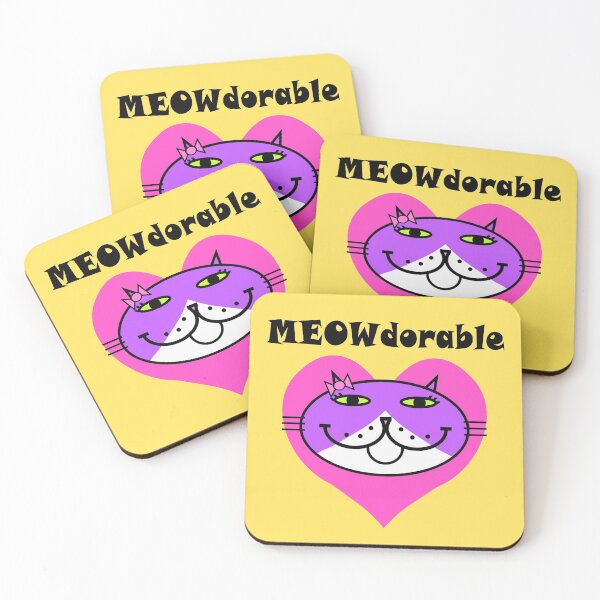 Item preview, MEOWdorable - PURRty Purple Kitty Face on a Pink Heart designed and sold by RawSunArt.