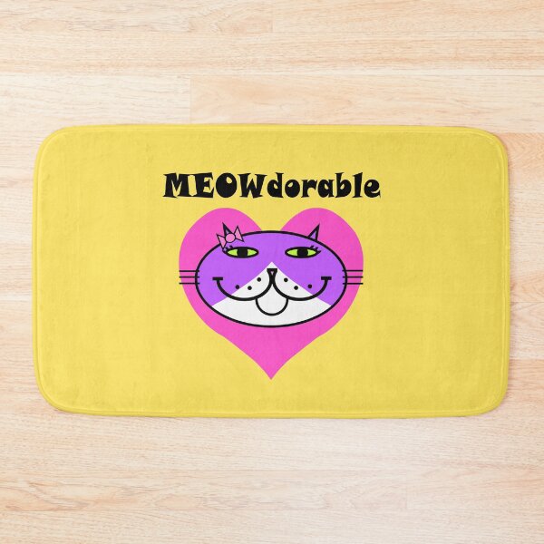 Item preview, MEOWdorable - PURRty Purple Kitty Face on a Pink Heart designed and sold by RawSunArt.