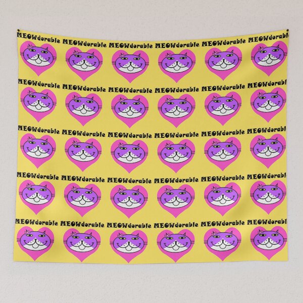 Item preview, MEOWdorable - PURRty Purple Kitty Face on a Pink Heart designed and sold by RawSunArt.