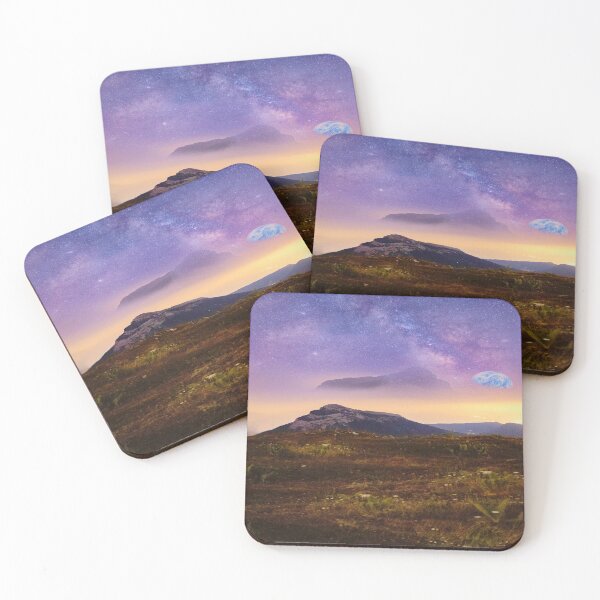 Item preview, On the mars, Futuristic illusion, fantasy land, meadow mountains, shiny galaxy sky, wild grassland, green plains forest designed and sold by August-E.