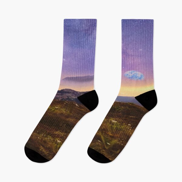 Item preview, On the mars, Futuristic illusion, fantasy land, meadow mountains, shiny galaxy sky, wild grassland, green plains forest designed and sold by August-E.