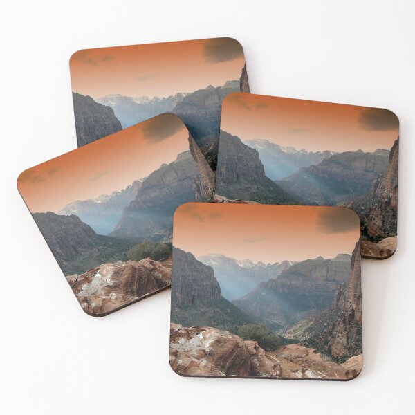 Item preview, Travel view, rocky mountains, orange sky, wild forest designed and sold by August-E.