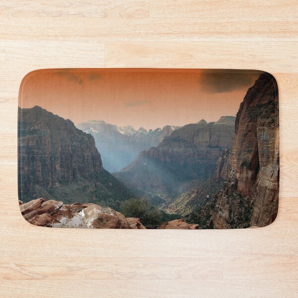 Item preview, Travel view, rocky mountains, orange sky, wild forest designed and sold by August-E.
