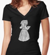 Don't Cry, Li'l Angel Women's Fitted V-Neck T-Shirt