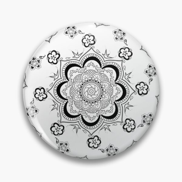 Item preview, Spiral flower mandala in black and white designed and sold by Something Arty.