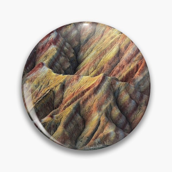 Item preview, Badland, acid mountains, color shaded rich valley summit, red, white, brown, orange, yellow, dry desert designed and sold by August-E.
