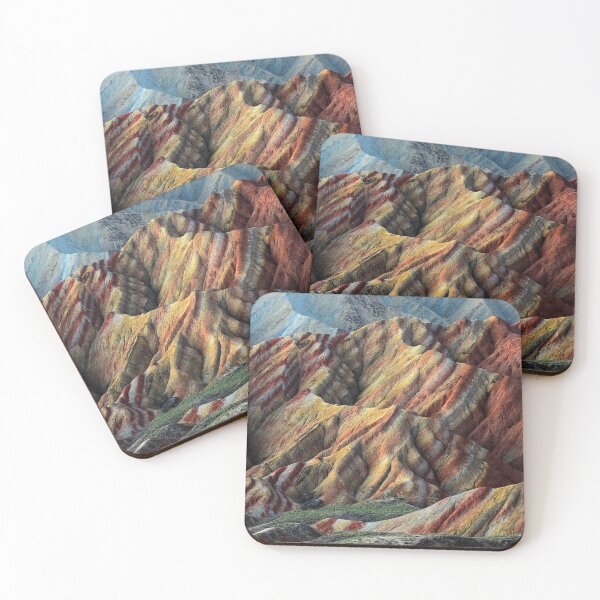 Item preview, Badland, acid mountains, color shaded rich valley summit, red, white, brown, orange, yellow, dry desert designed and sold by August-E.