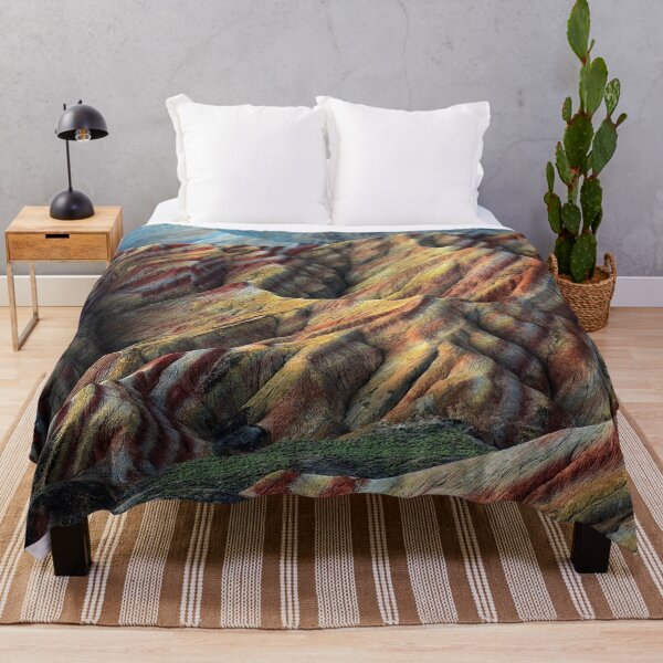 Item preview, Badland, acid mountains, color shaded rich valley summit, red, white, brown, orange, yellow, dry desert designed and sold by August-E.