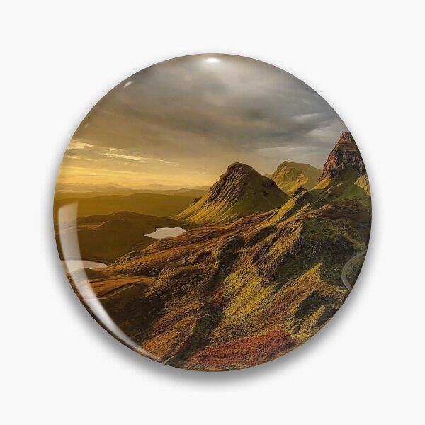 Item preview, Rocky plateau, forest green wild mountains, bright blue yellow sky, sunrise shine designed and sold by August-E.