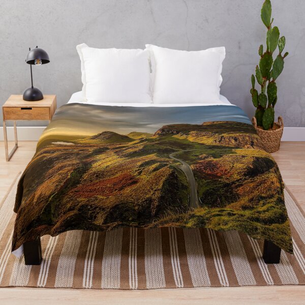 Item preview, Rocky plateau, forest green wild mountains, bright blue yellow sky, sunrise shine designed and sold by August-E.