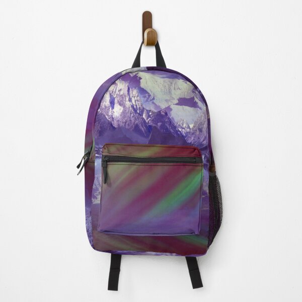 Item preview, Aurora rainbow flash sky, snow mountains Alaska, shiny midnight dark sky, violet, purple, green, blue, pink, cosmo  designed and sold by August-E.