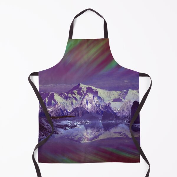 Item preview, Aurora rainbow flash sky, snow mountains Alaska, shiny midnight dark sky, violet, purple, green, blue, pink, cosmo designed and sold by August-E.