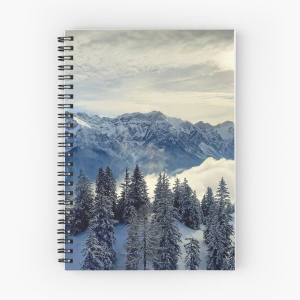 Item preview, Shiny silver mountains, bright blue white shiny sky, snow pines forest, snow winter mountains, Iceland designed and sold by August-E.