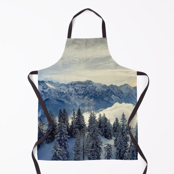 Item preview, Shiny silver mountains, bright blue white shiny sky, snow pines forest, snow winter mountains, Iceland designed and sold by August-E.