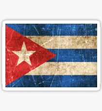 Pegatina Vintage bandera cubana envejecida y rayado