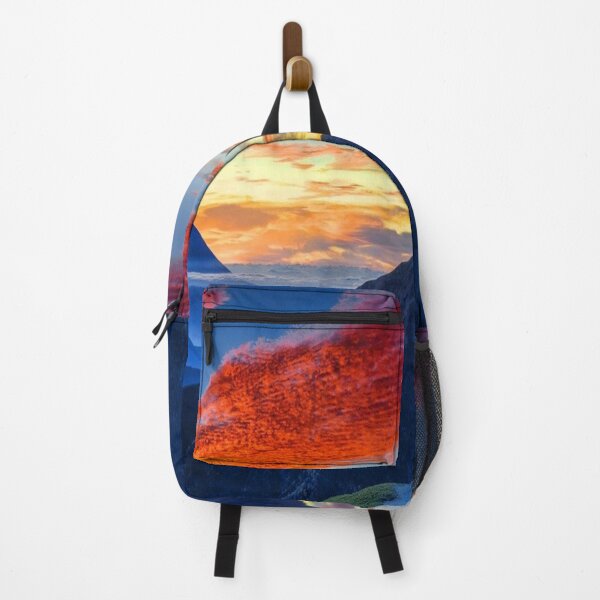 Item preview, Calm sky, Rocky mountains, dark blue, orange, yellow sky, orange clouds, hills silhouette designed and sold by August-E.
