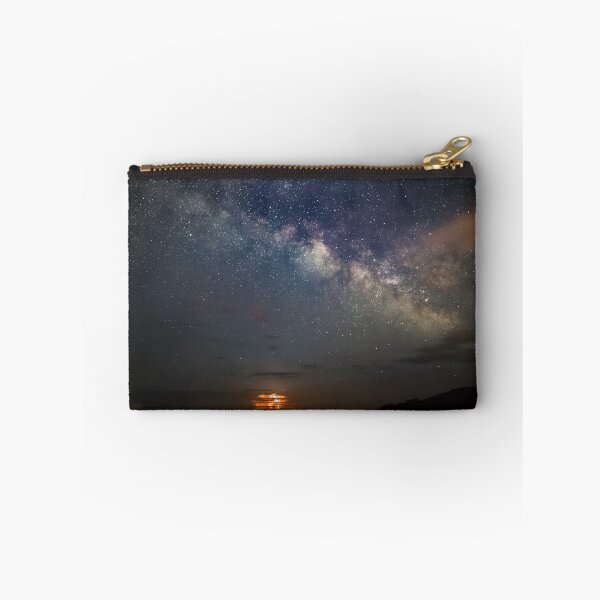 Item preview, Aurora black river sunset, shiny starry midnight dark sky, dark blue, above the clouds designed and sold by August-E.